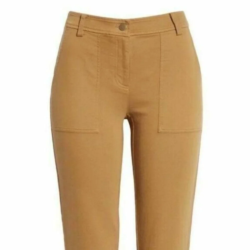 Eileen Fisher Clay Organic Cotton Straight-Leg Pants With Front Patch Pockets - Picture 2 of 14